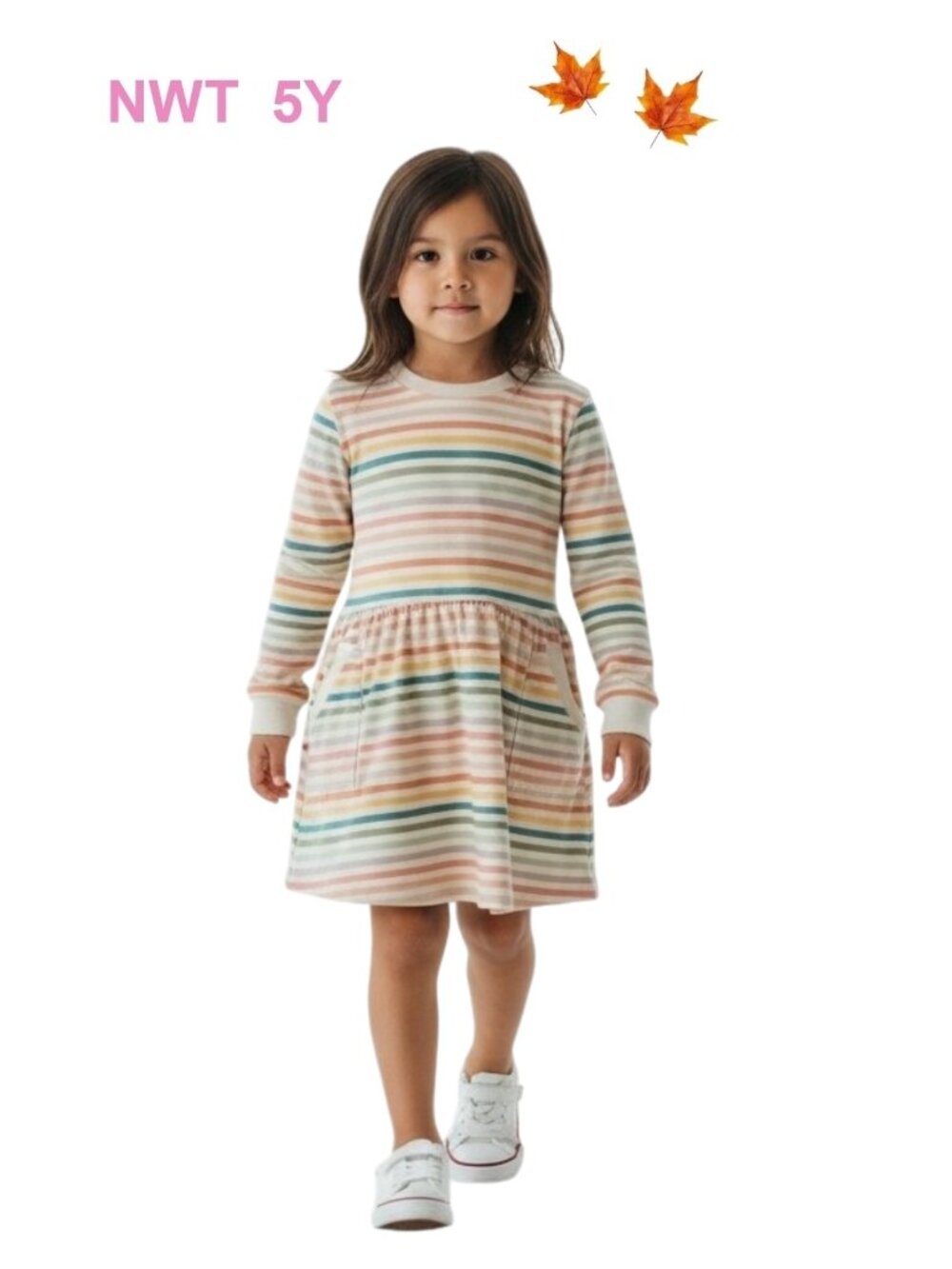 Vignette Multicolor Stripe Cotton Dress with pockets - size 5Y